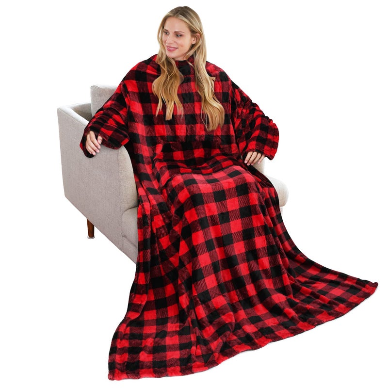 Solaris Wearable Blanket with Sleeves for Adults, Softness Comfort Warmth Fleece Gift for Women Men, Snuggy Body Throw TV Blanket for Home Office Lounge, Gift for Your Lover - Image 1